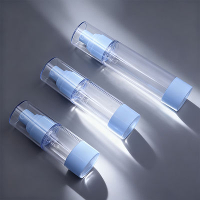 15ml 30ml 50ml Luxus Runde Form Transparente AS Material Sprühflasche Airless Flasche für jeden Zweck 0,23CC Ausgabe