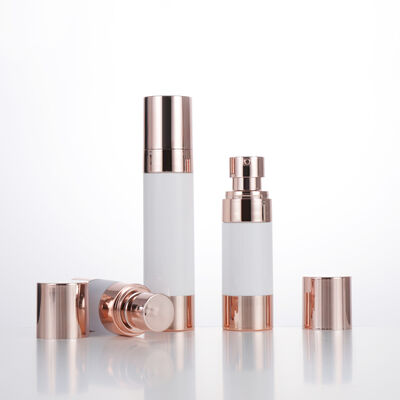 Leere Reise-Mini-Runde Airless-Lotion-Flasche, 15 ml, 30 ml, 50 ml, Roségold-Vakuumflasche
