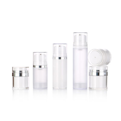 Weiße, cremefarbene Airless-Pumpflasche aus Kunststoff für Lotion, Gesichtsreiniger und Hautpflegeserum, 50 ml/100 ml/150 ml, Siebdruck