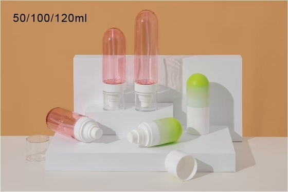 Körperpflege leere umgekehrte Plastik-Kosmetik-Sprayflasche 50 ml 100 ml und 120 ml mit Warmstempel-Handverschluss und UV-Siegel