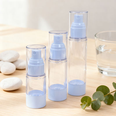 15ml 30ml 50ml Luxus Runde Form Transparente AS Material Sprühflasche Airless Flasche für jeden Zweck 0,23CC Ausgabe