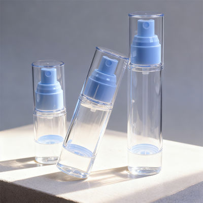 15ml 30ml 50ml Luxus Runde Form Transparente AS Material Sprühflasche Airless Flasche für jeden Zweck 0,23CC Ausgabe