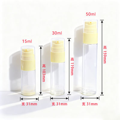 Luxuriöse, leere, nachfüllbare Airless-Flasche aus PP-Material in den Größen 15 ml, 30 ml und 50 ml