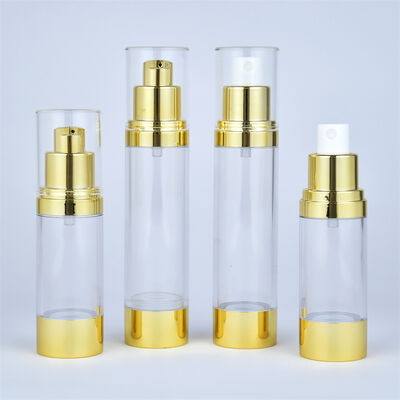 AS Luftlose Flasche Lotion Kosmetische Hautpflege Verpackung Pumpe Flasche Custom 15ml 30ml 50ml Kartons Gold Kosmetische Miniflaschen AS/PP