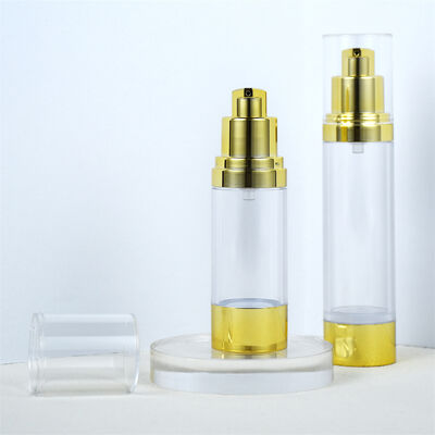 AS Luftlose Flasche Lotion Kosmetische Hautpflege Verpackung Pumpe Flasche Custom 15ml 30ml 50ml Kartons Gold Kosmetische Miniflaschen AS/PP