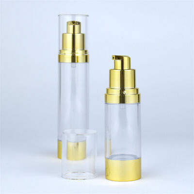 AS Luftlose Flasche Lotion Kosmetische Hautpflege Verpackung Pumpe Flasche Custom 15ml 30ml 50ml Kartons Gold Kosmetische Miniflaschen AS/PP