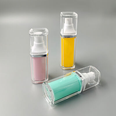 Hochwertige 15ml 30ml 50ml Quadratische Doppelschicht Vakuumflasche für die Körperpflege