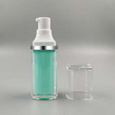 Hochwertige 15ml 30ml 50ml Quadratische Doppelschicht Vakuumflasche für die Körperpflege
