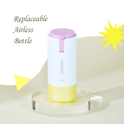 Recycelbares Privatetikett 15ml 30ml 50ml Runde Form Custom Pink Lila Farbe Luftlose ABS Lotion Flasche für Hautpflege Verpackung