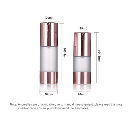 Luxus Rose Gold Luftlose Pumpe Flasche 15-20 ml Runde Luftlose Lotion Flasche Serum Flasche