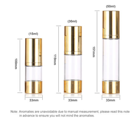 Empfohlen 15 ml 30 ml 50 ml schlanke luftlose Pumpflasche für Hautpflege Verpackungen mit Screen Printing Lotion & Serum
