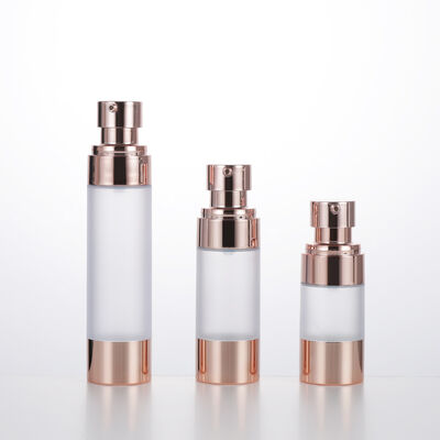 Leere Reise-Mini-Runde Airless-Lotion-Flasche, 15 ml, 30 ml, 50 ml, Roségold-Vakuumflasche