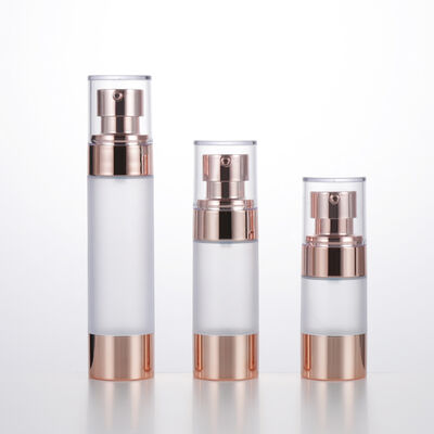 Leere Reise-Mini-Runde Airless-Lotion-Flasche, 15 ml, 30 ml, 50 ml, Roségold-Vakuumflasche