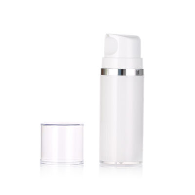 Weiße, cremefarbene Airless-Pumpflasche aus Kunststoff für Lotion, Gesichtsreiniger und Hautpflegeserum, 50 ml/100 ml/150 ml, Siebdruck
