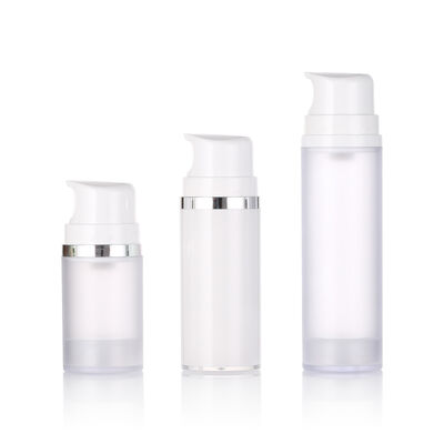 Weiße, cremefarbene Airless-Pumpflasche aus Kunststoff für Lotion, Gesichtsreiniger und Hautpflegeserum, 50 ml/100 ml/150 ml, Siebdruck