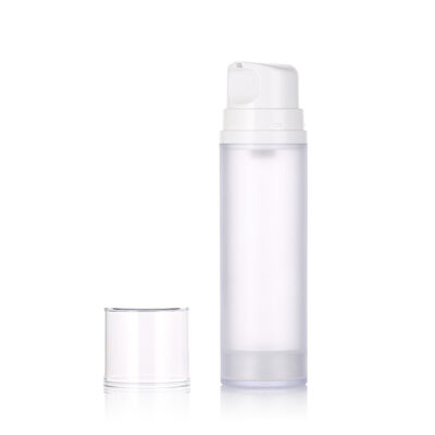 Weiße, cremefarbene Airless-Pumpflasche aus Kunststoff für Lotion, Gesichtsreiniger und Hautpflegeserum, 50 ml/100 ml/150 ml, Siebdruck