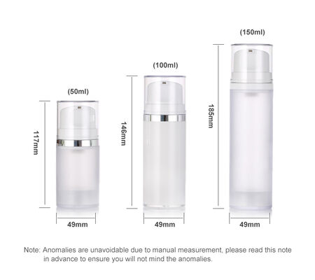 Weiße, cremefarbene Airless-Pumpflasche aus Kunststoff für Lotion, Gesichtsreiniger und Hautpflegeserum, 50 ml/100 ml/150 ml, Siebdruck